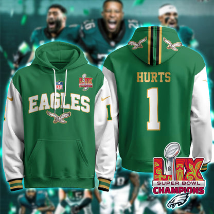 Philadelphia Eagles Super Bowl LIX Champions Gold Hoodie - All Stitched