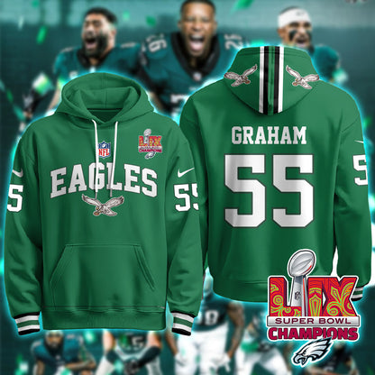 Philadelphia Eagles Super Bowl LIX Champions Hoodie - All Stitched