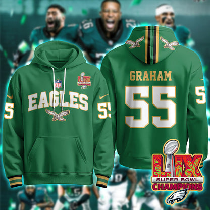 Philadelphia Eagles Super Bowl LIX Champions Gold Hoodie - All Stitched