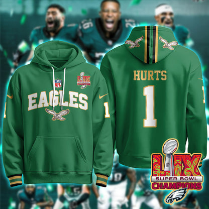 Philadelphia Eagles Super Bowl LIX Champions Gold Hoodie - All Stitched