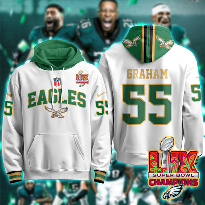 Philadelphia Eagles Super Bowl LIX Champions Gold Hoodie - All Stitched