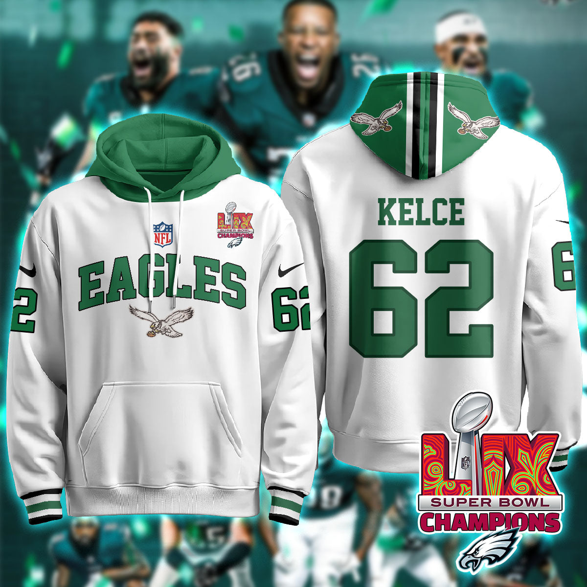 Philadelphia Eagles Super Bowl LIX Champions Hoodie - All Stitched