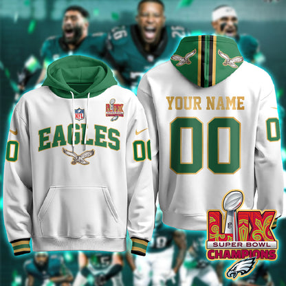 Philadelphia Eagles Super Bowl LIX Champions Custom Gold Hoodie - All Stitched