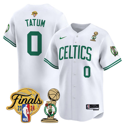 Celtics 2023-24 World Champions Patch Baseball Jersey - All Stitched