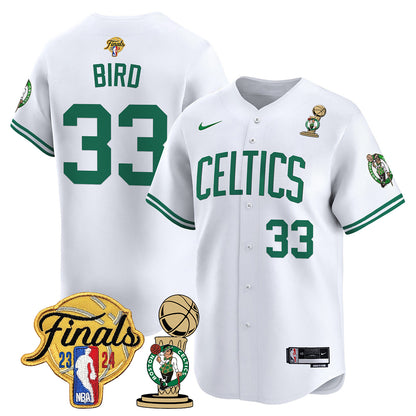 Celtics 2023-24 World Champions Patch Baseball Jersey - All Stitched