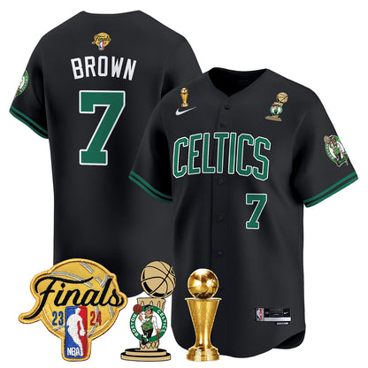 Celtics 2023-24 World Champions Patch Baseball Jersey - All Stitched