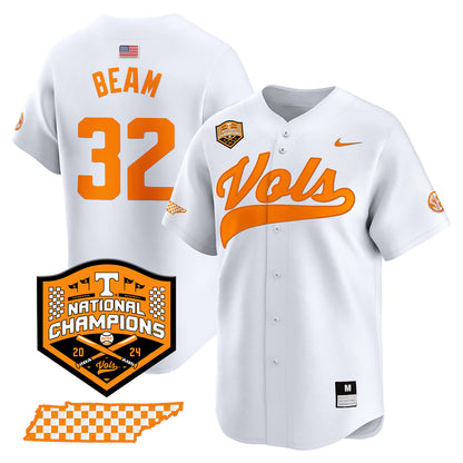 Tennessee 2024 Baseball College World Series Champions Limited Jersey - All Stitched