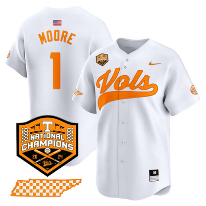 Tennessee 2024 Baseball College World Series Champions Limited Jersey - All Stitched