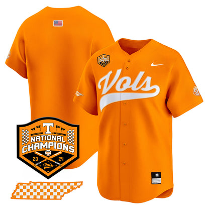 Tennessee 2024 Baseball College World Series Champions Limited Jersey - All Stitched