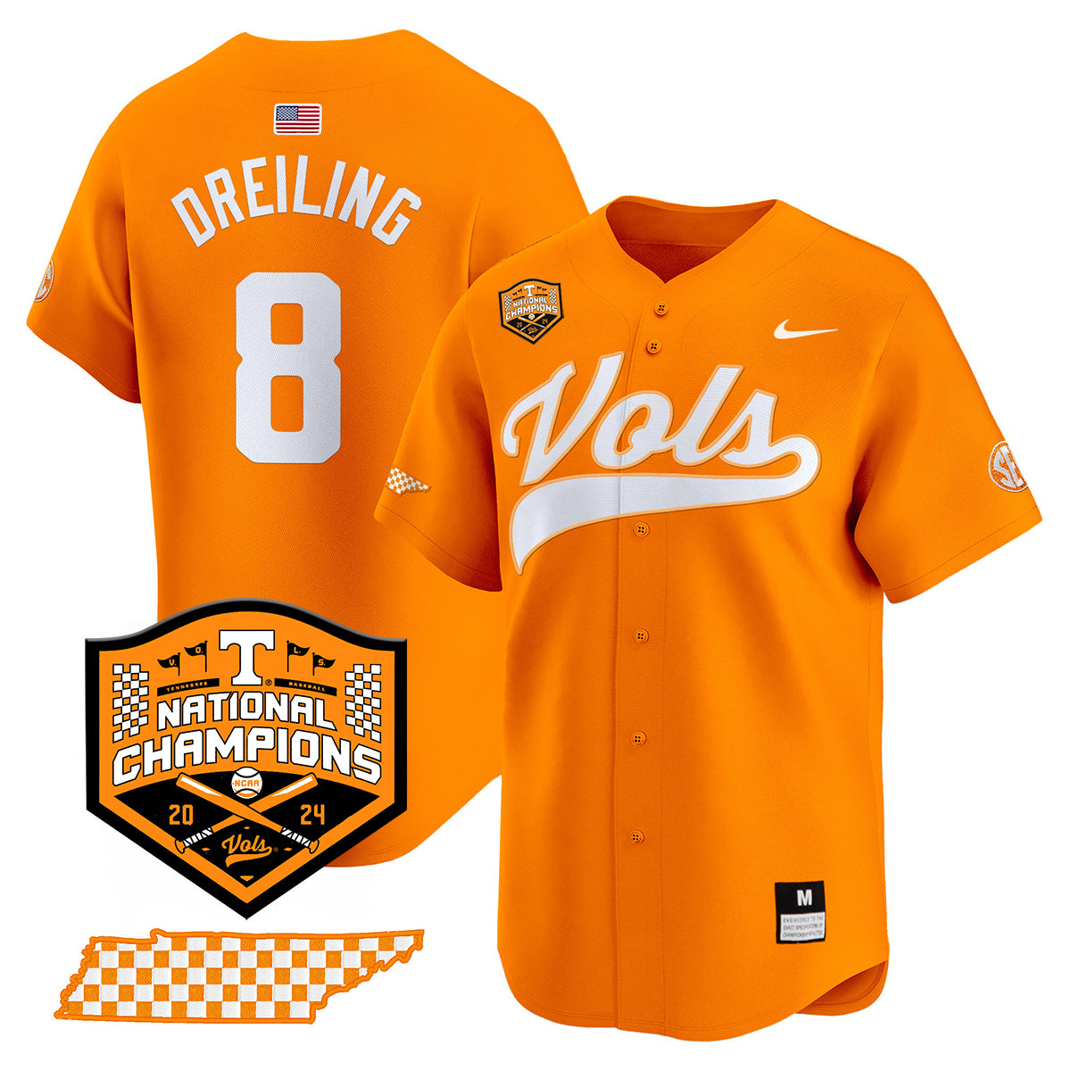 Tennessee 2024 Baseball College World Series Champions Limited Jersey - All Stitched