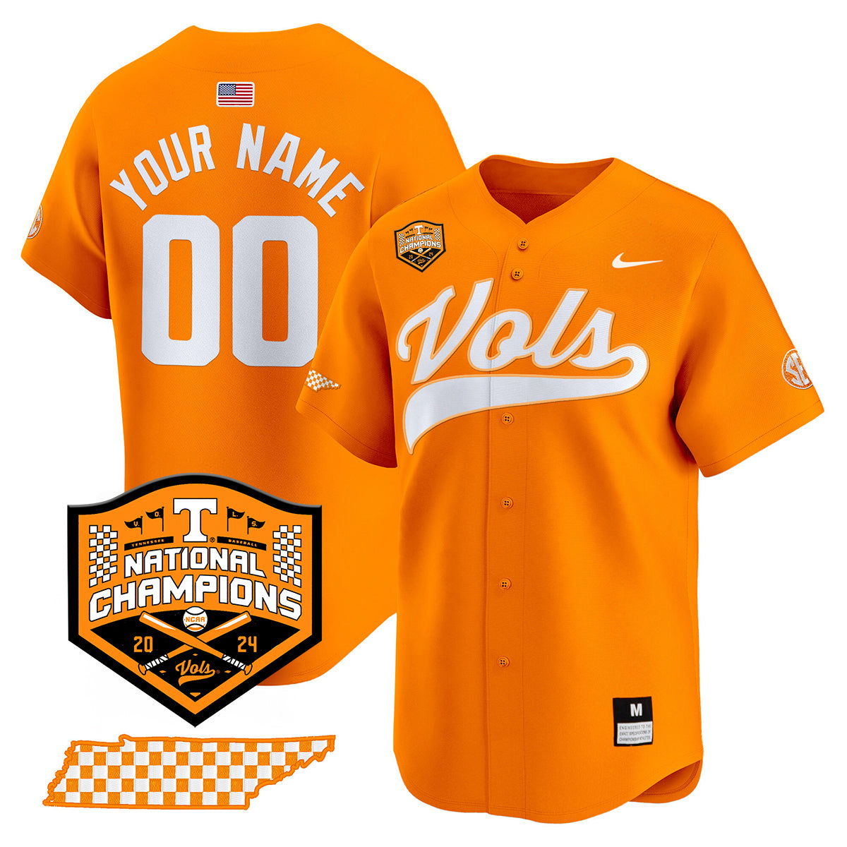 Tennessee 2024 Baseball College World Series Champions Limited Custom Jersey - All Stitched