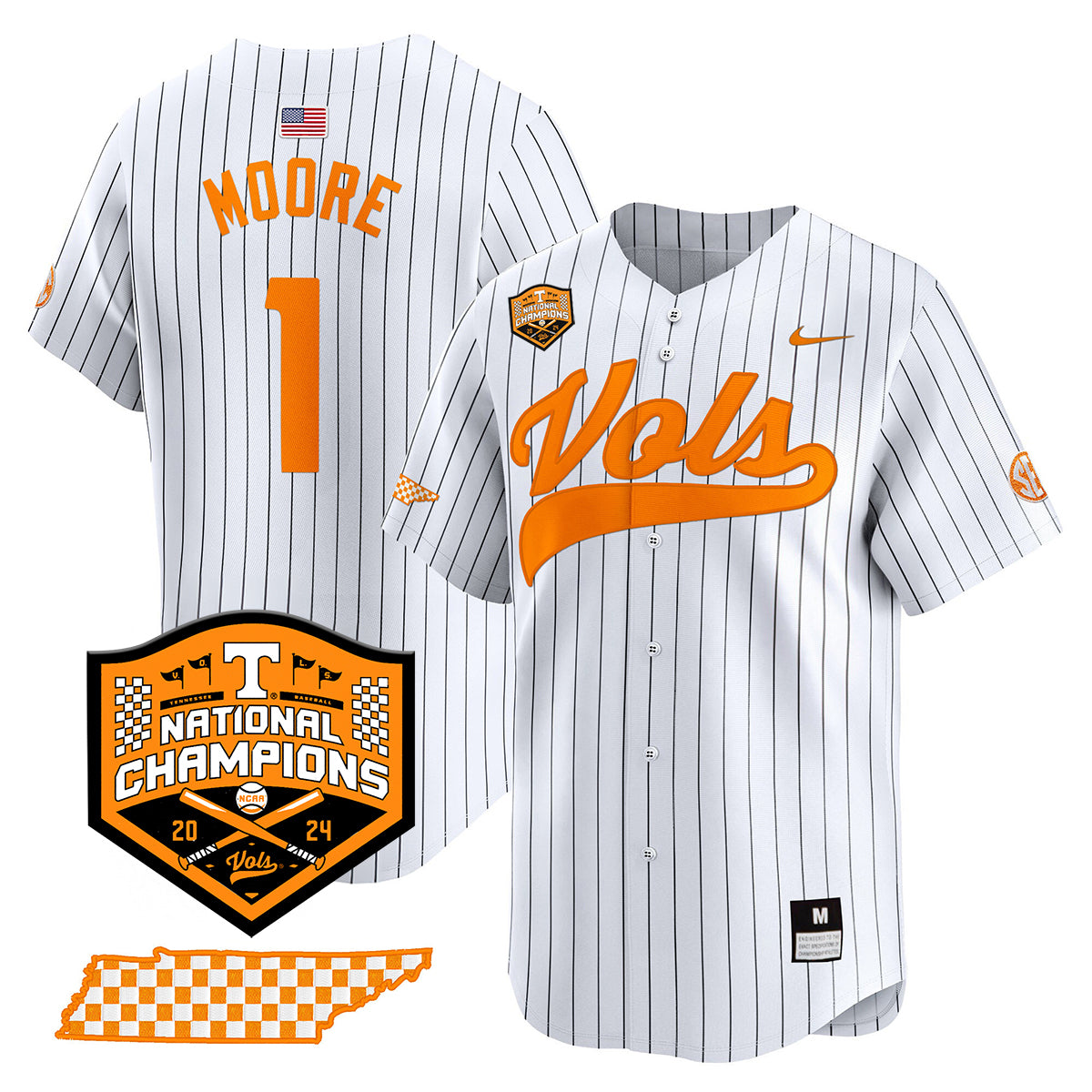 Tennessee 2024 Baseball College World Series Champions Limited Jersey - All Stitched