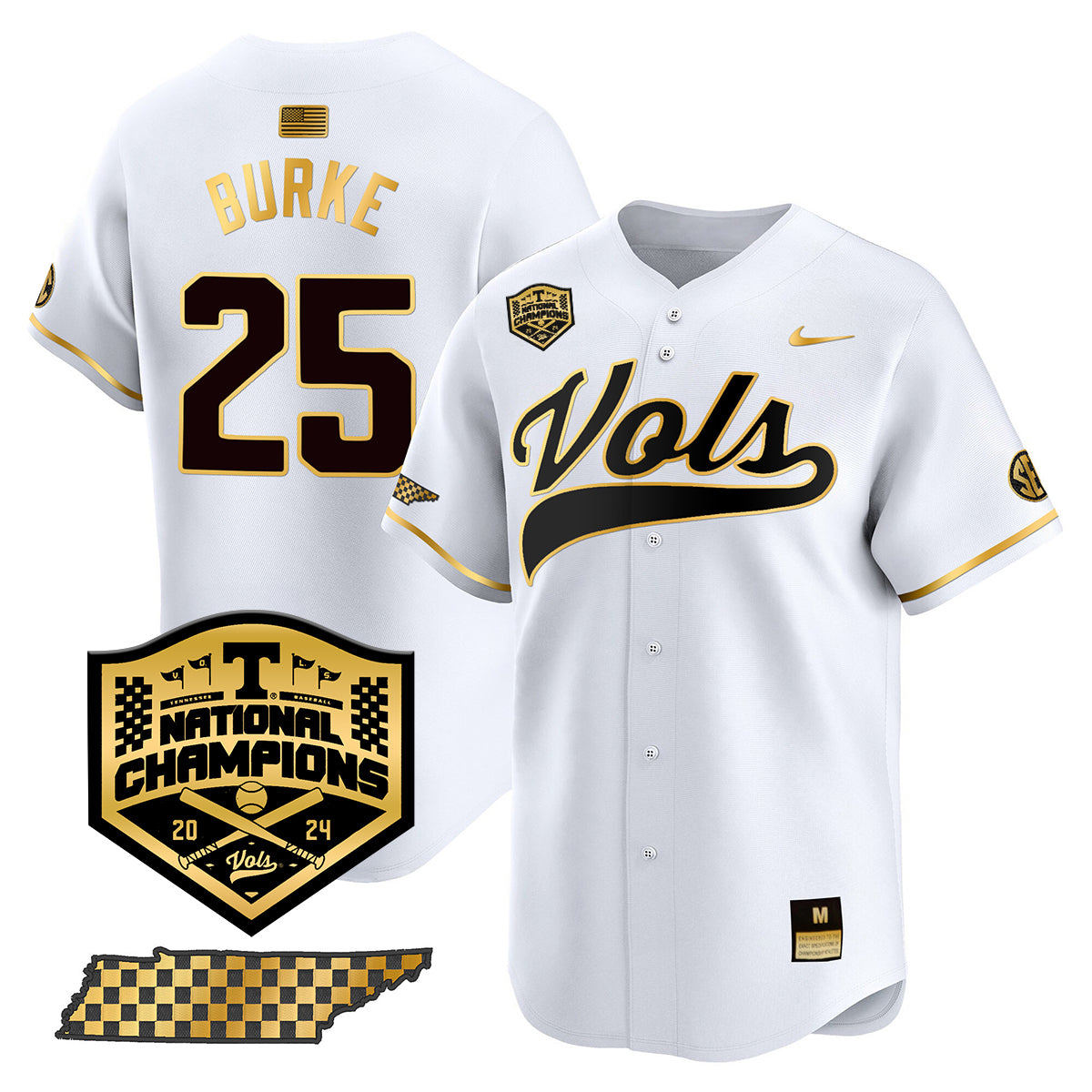 Tennessee 2024 Baseball College World Series Champions Limited Jersey - All Stitched