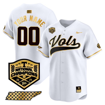 Tennessee 2024 Baseball College World Series Champions Limited Custom Jersey - All Stitched