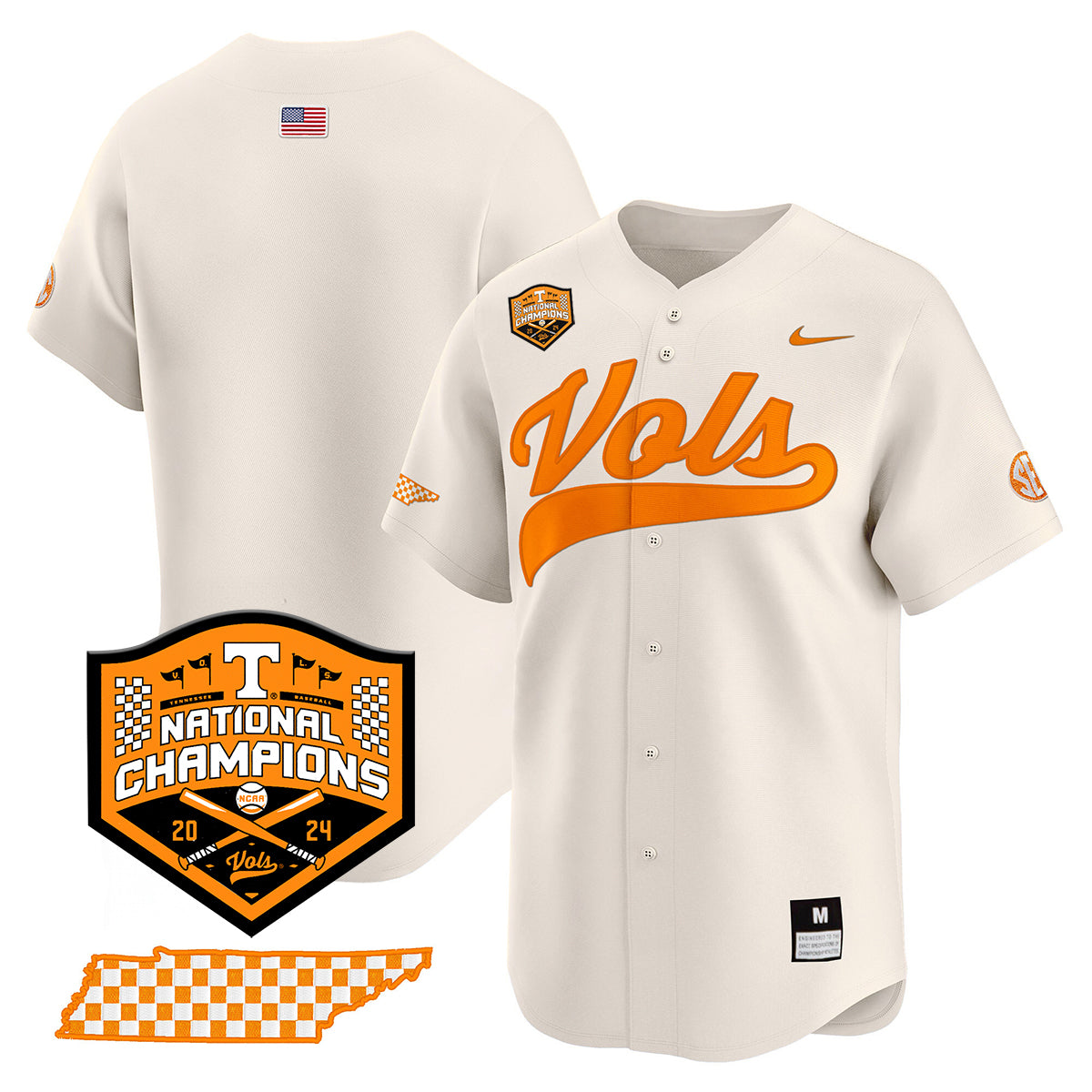 Tennessee 2024 Baseball College World Series Champions Limited Jersey - All Stitched