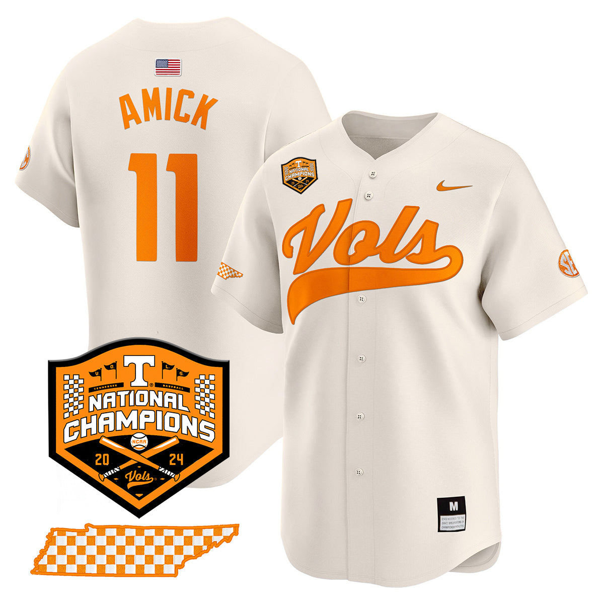 Tennessee 2024 Baseball College World Series Champions Limited Jersey - All Stitched