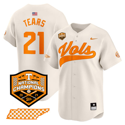 Tennessee 2024 Baseball College World Series Champions Limited Jersey - All Stitched