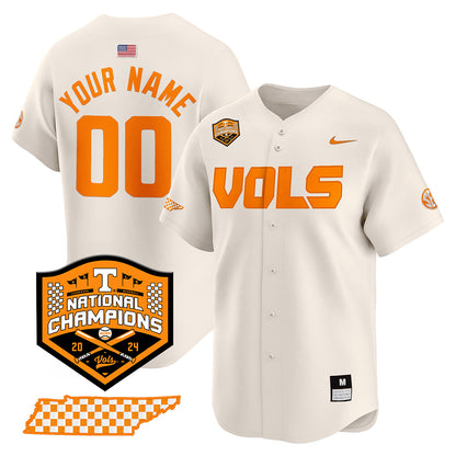 Tennessee 2024 Baseball College World Series Champions Limited Custom Jersey V2 - All Stitched