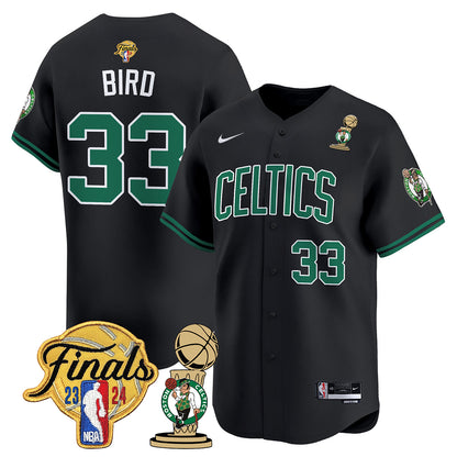 Celtics 2023-24 World Champions Patch Baseball Jersey - All Stitched