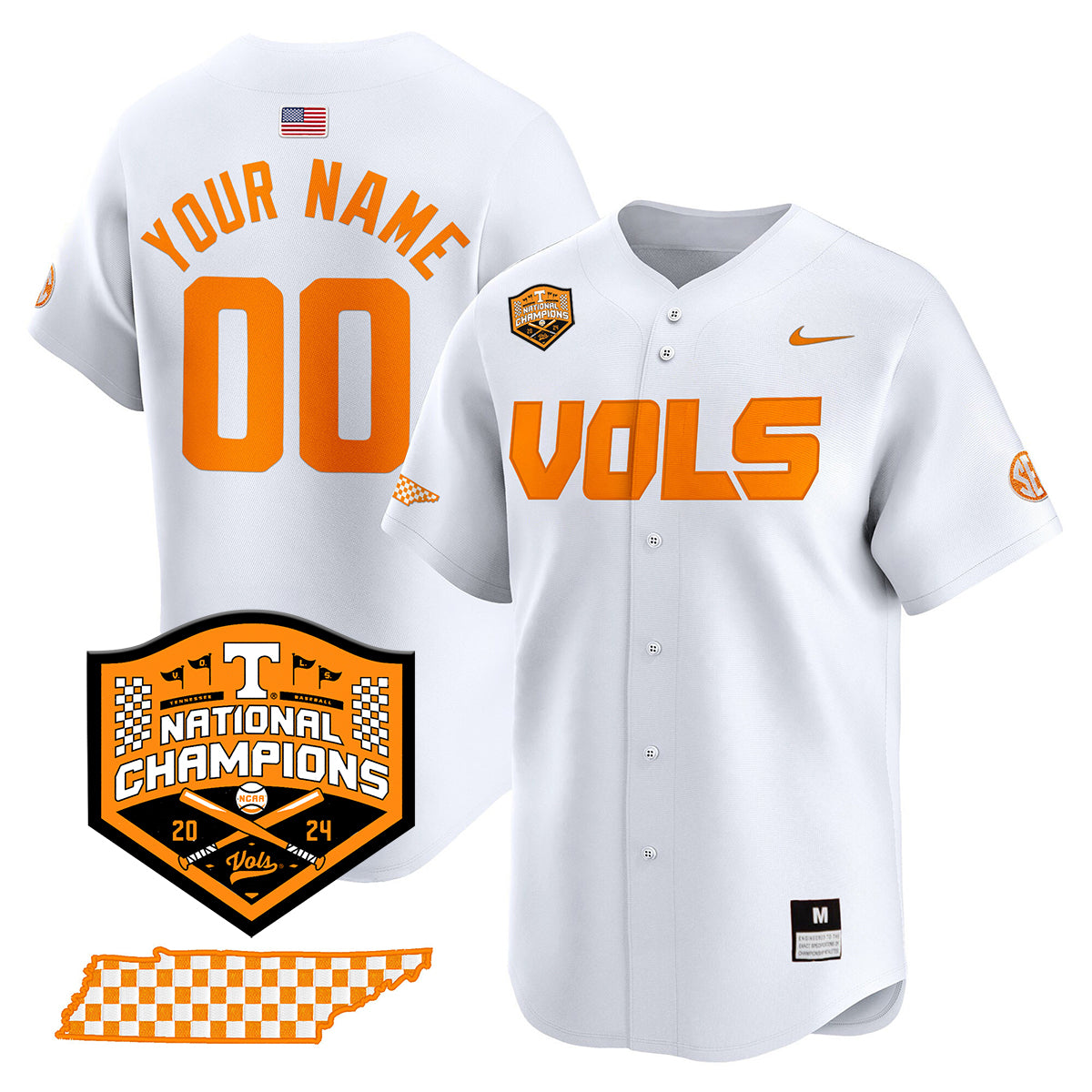 Tennessee 2024 Baseball College World Series Champions Limited Custom Jersey V2 - All Stitched