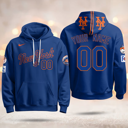 New York Mets Blue Road 2025 Custom Hoodie - All Stitched