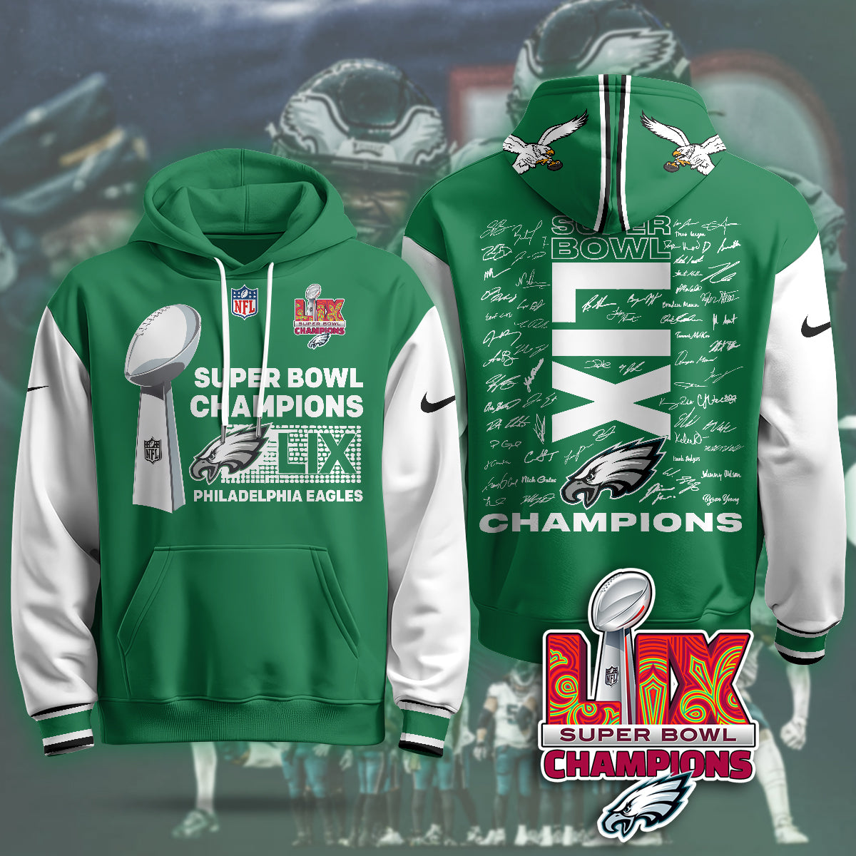 Philadelphia Eagles Super Bowl LIX Champions Hoodie