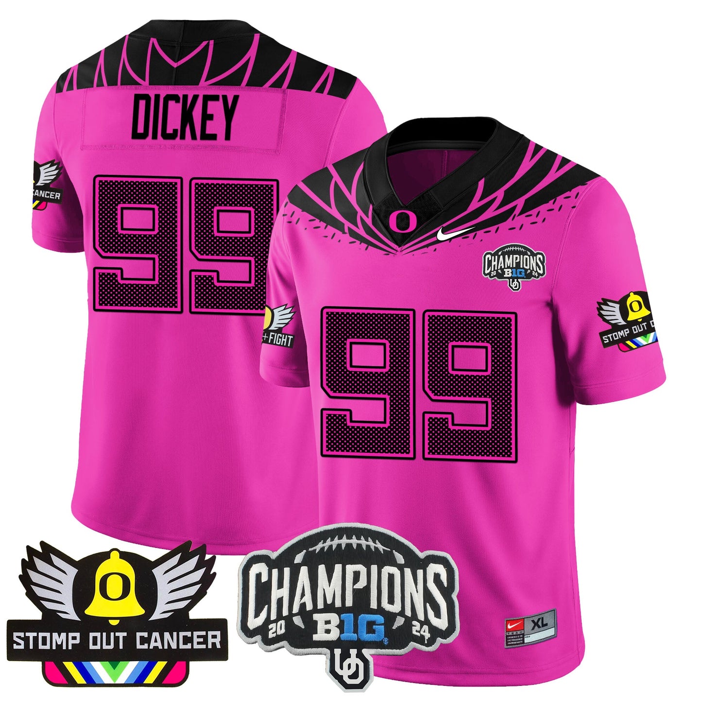 Oregon Alternate 2024 Big Ten Champions Jersey V2 - All Stitched