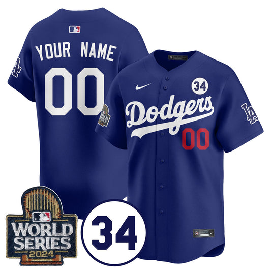 Dodgers World Series - Fernando Valenzuela Memorial Custom Jersey - All Stitched