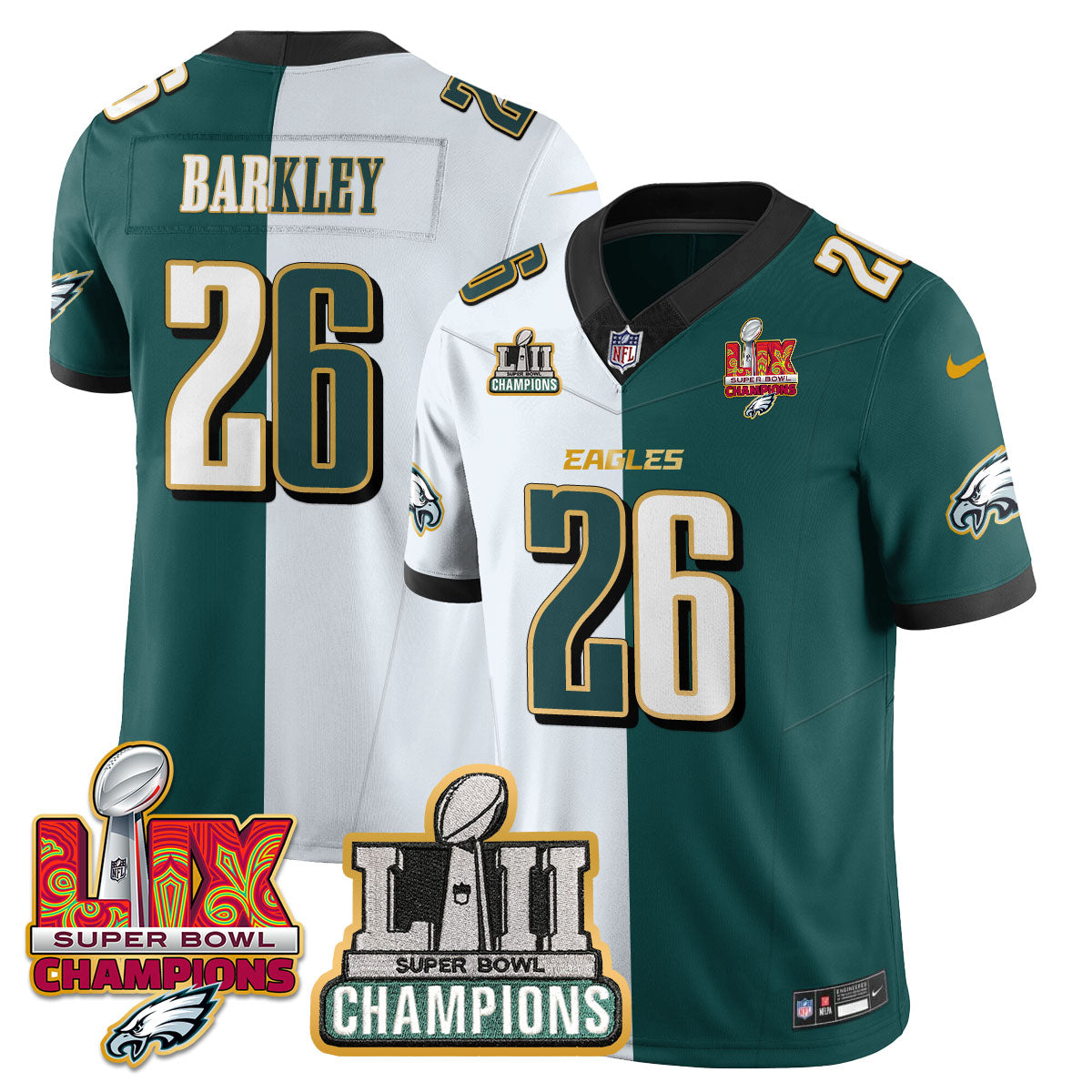 Philadelphia Eagles LII-LIX Super Bowl Champions Vapor Limited Gold Jersey - All Stitched