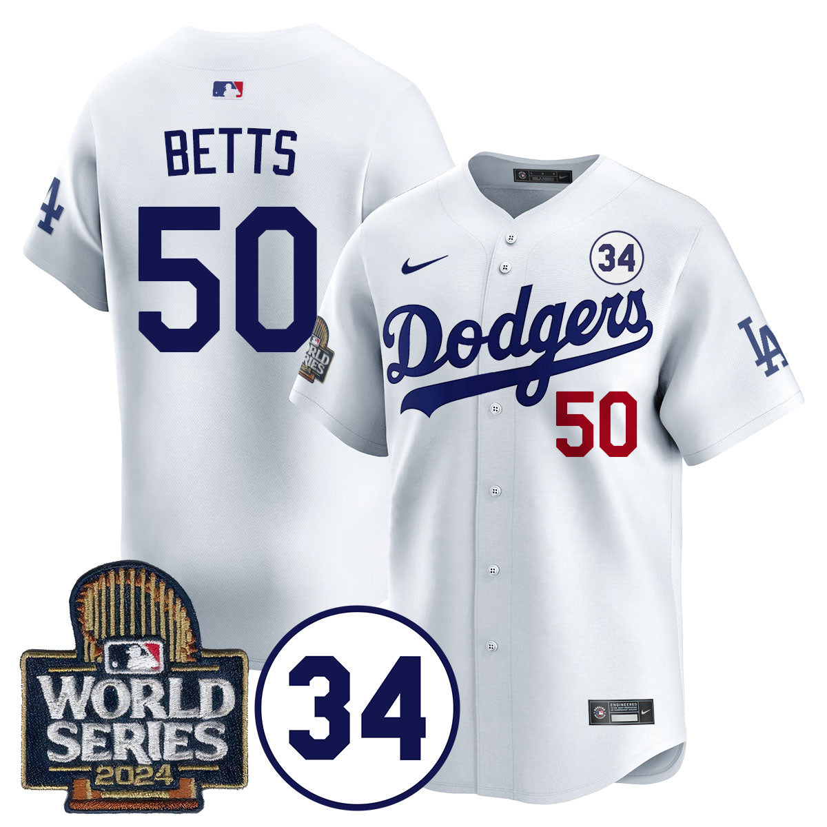 Dodgers World Series - Fernando Valenzuela Memorial Jersey - All Stitched