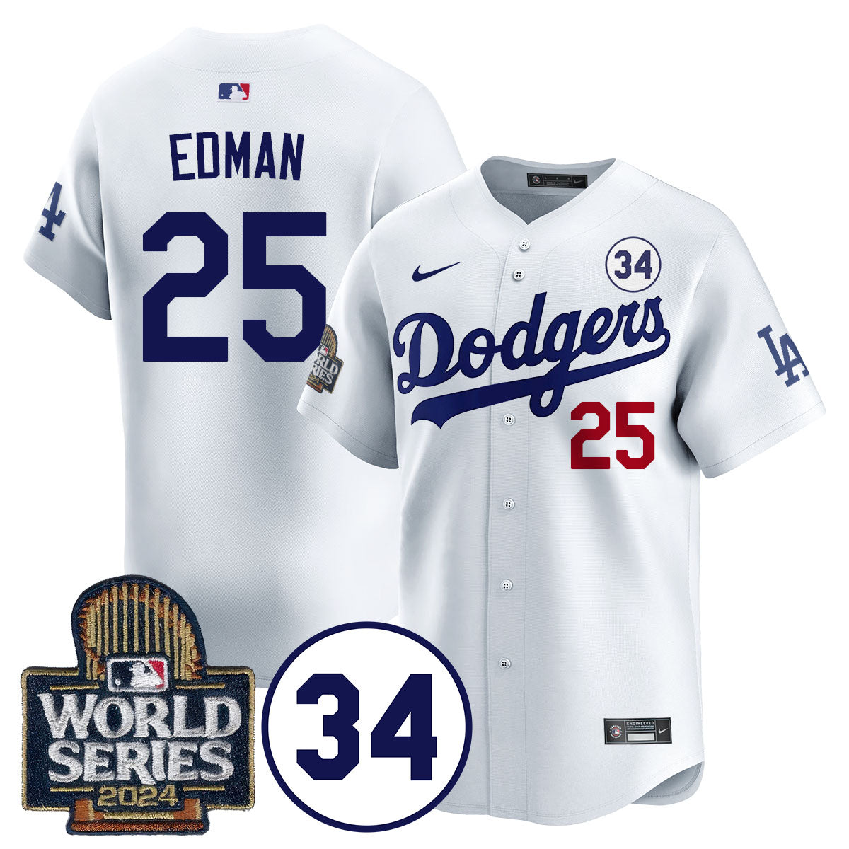 Dodgers World Series - Fernando Valenzuela Memorial Jersey - All Stitched