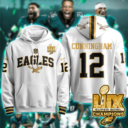 Philadelphia Eagles Super Bowl LIX Champions Gold Hoodie - All Stitched