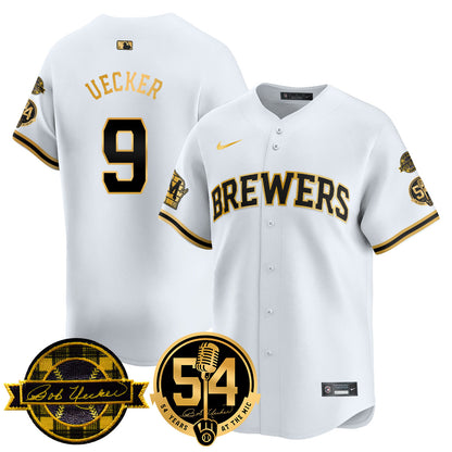 Milwaukee Brewers Jersey - Bob Uecker, 54 Seasons for Brewers Jersey - All Stitched
