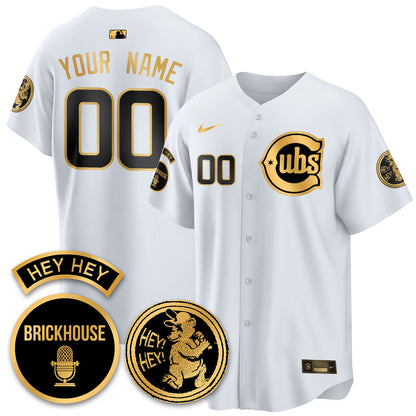 Chicago Cubs Limited Custom Jersey - Jack Brickhouse "Hey Hey" Patch - All Stitched