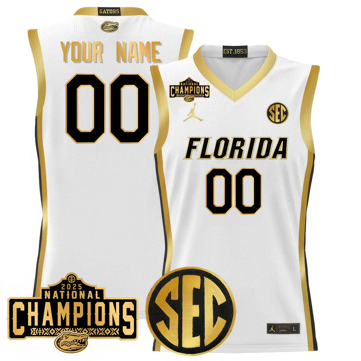 Florida Gators 2025 National Champions Basketball Custom Jersey - All Stitched