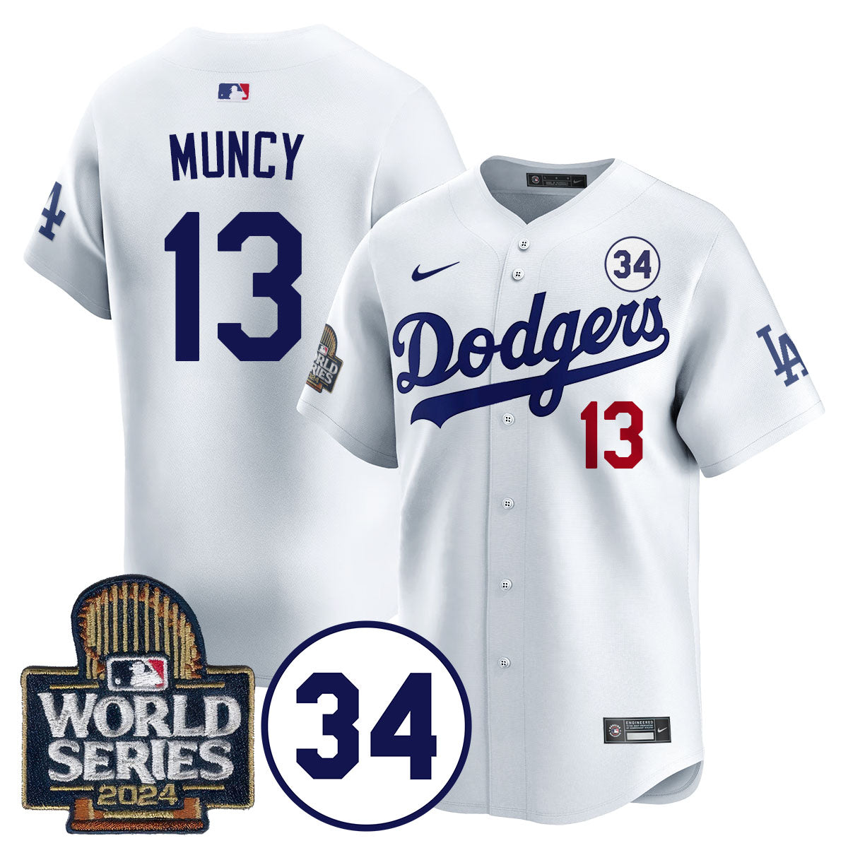 Dodgers World Series - Fernando Valenzuela Memorial Jersey - All Stitched