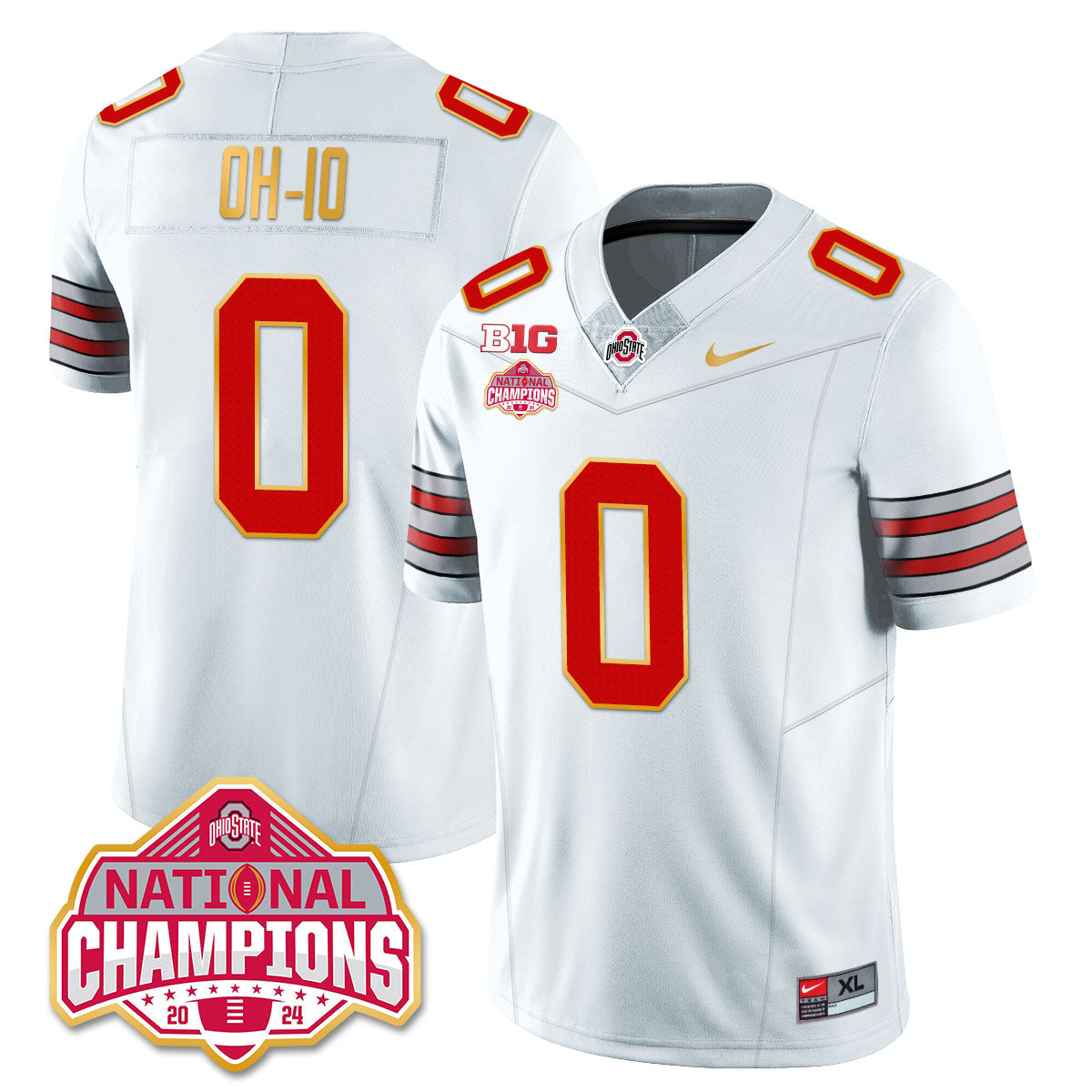 Ohio State Buckeyes 'Heritage Stripe' 2025 CFP Patch - National Champions Gold Jersey - All Stitched