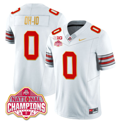 Ohio State Buckeyes 'Heritage Stripe' 2025 CFP Patch - National Champions Gold Jersey - All Stitched