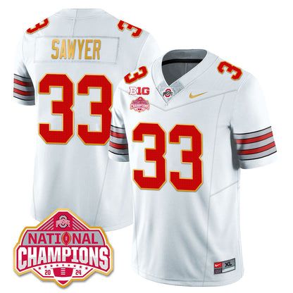 Ohio State Buckeyes 'Heritage Stripe' 2025 CFP Patch - National Champions Gold Jersey - All Stitched