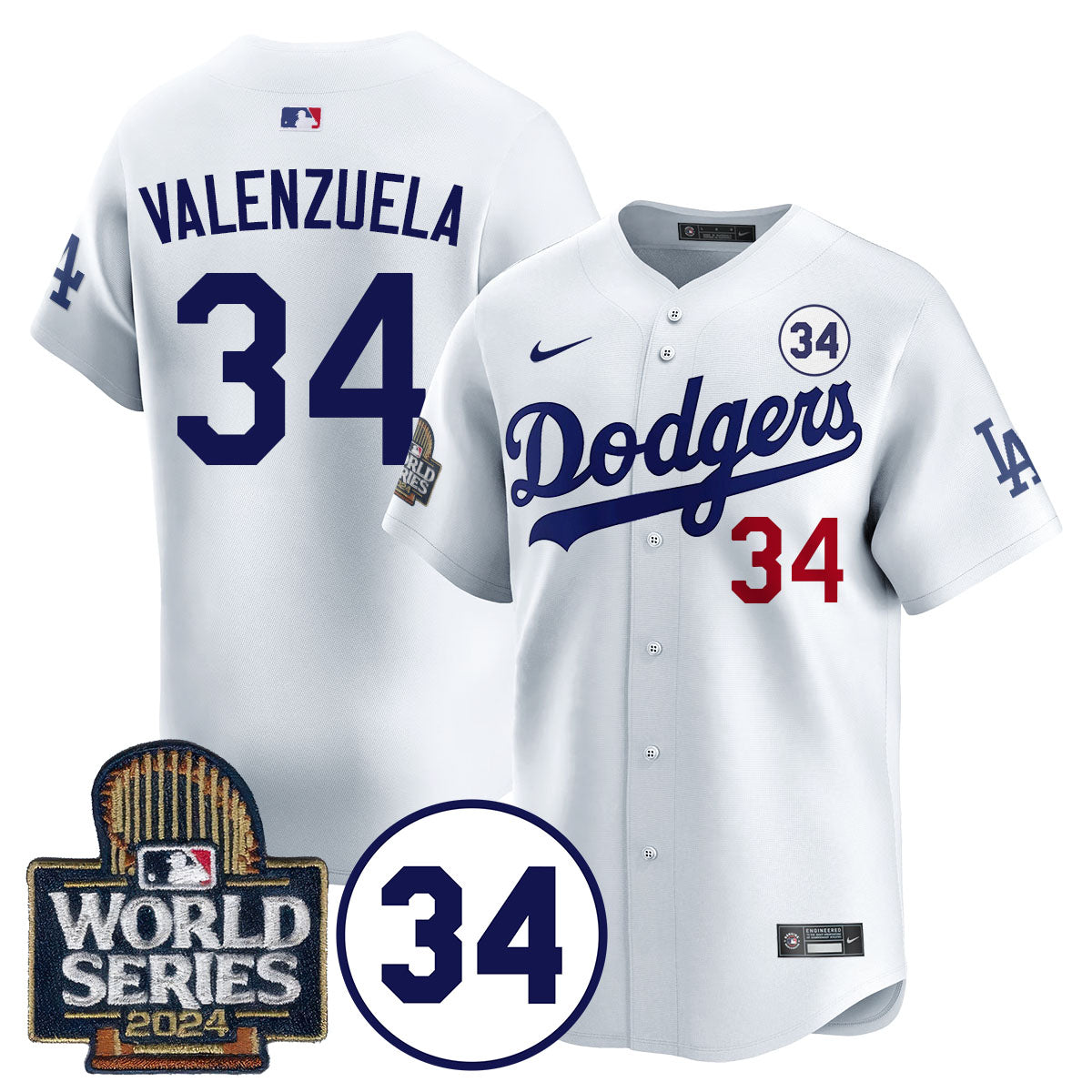 Dodgers World Series - Fernando Valenzuela Memorial Jersey - All Stitched