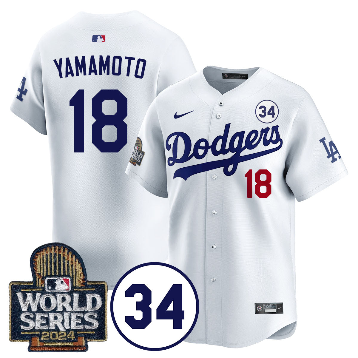 Dodgers World Series - Fernando Valenzuela Memorial Jersey - All Stitched