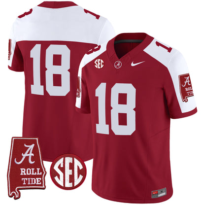 Alabama Crimson Tide Vapor Limited Jersey V5 - Alabama Map - All Stitched