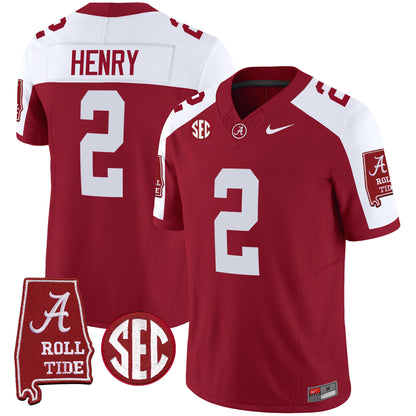 Alabama Crimson Tide Vapor Limited Jersey V5 - Alabama Map - All Stitched