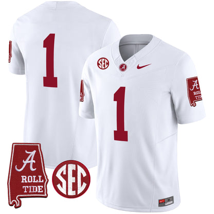 Alabama Crimson Tide Vapor Limited Jersey V5 - Alabama Map - All Stitched