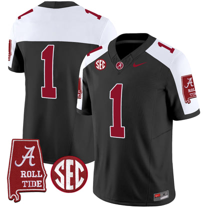 Alabama Crimson Tide Vapor Limited Jersey V5 - Alabama Map - All Stitched