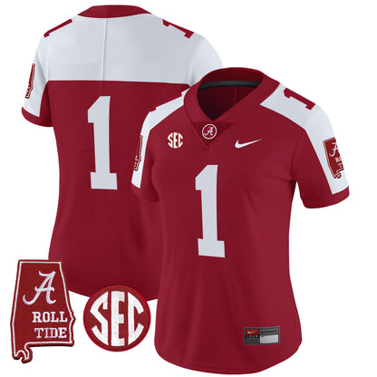 Women's Alabama Crimson Tide Vapor Limited Jersey V3 - Alabama Map - All Stitched