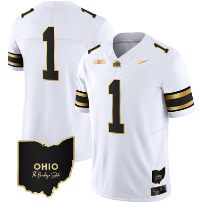 Ohio State Buckeyes 2023 Vapor Limited Gold Jersey - Ohio Patch - All Stitched