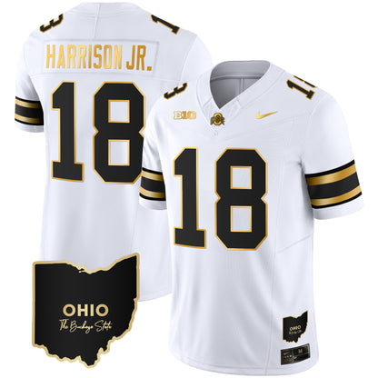 Ohio State Buckeyes 2023 Vapor Limited Gold Jersey - Ohio Patch - All Stitched