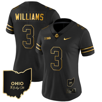 Women's Ohio State Buckeyes 2023 Vapor Limited Gold Jersey - Ohio Patch - All Stitched