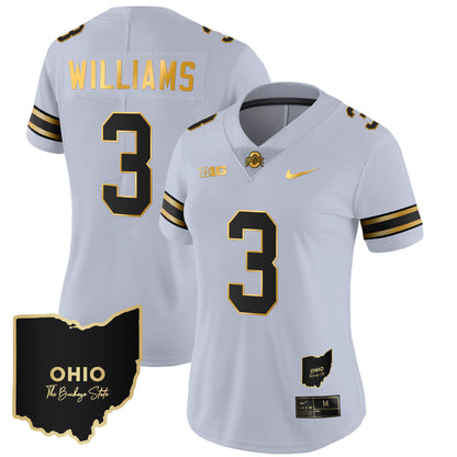 Women's Ohio State Buckeyes 2023 Vapor Limited Gold Jersey - Ohio Patch - All Stitched